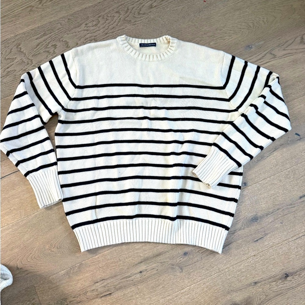 Striped Brandy Melville Navy and off White oversized Sweater